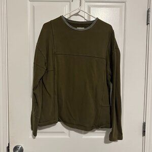 Fairplay Geometric Olive Crew Neck Sweatshirt, Size L